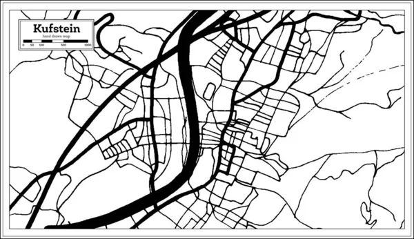 Kufstein奥地利城市地图的黑白复古风格 概要地图 病媒图解 — 图库矢量图片