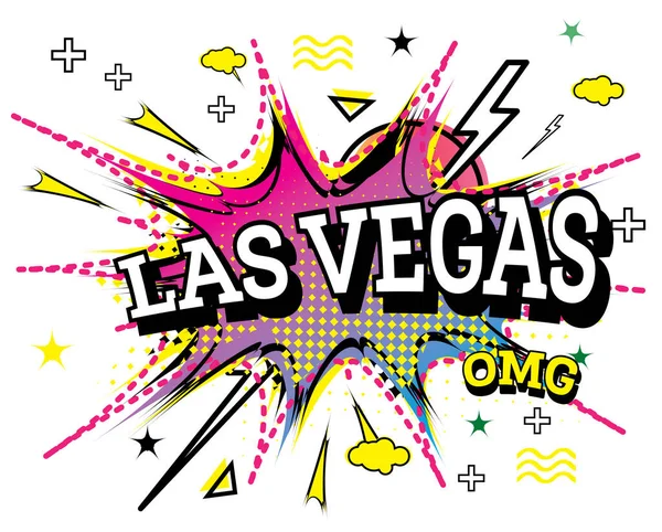 Las Vegas Comic Text Pop Art Style Isolato Sfondo Bianco — Vettoriale Stock