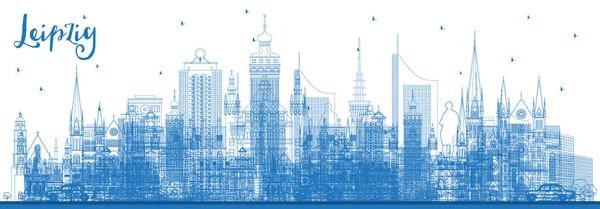 Zarys Lipska Niemcy Miasto Skyline Blue Buildings Ilustracja Wektora Koncepcja — Wektor stockowy