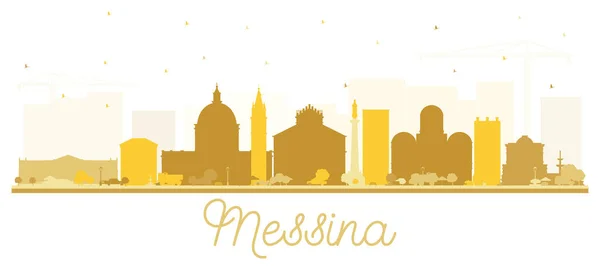 Messina Sicilien Italien City Skyline Silhuett Med Gyllene Byggnader Isolerade — Stock vektor