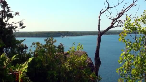 Segelbåtar på horisonten — Stockvideo