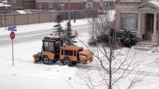 Сніг Прибирання Міських Районах Пішоходів Тротуари — стокове відео