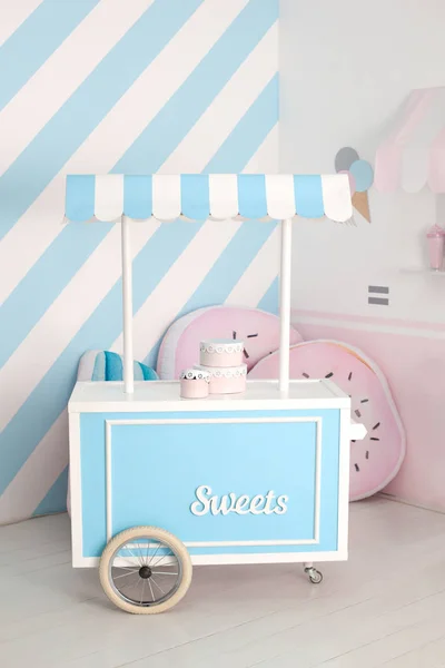 Cart Candy Bar Детская Зона Сладостями Леденцы Мороженое Шоколадный Батончик — стоковое фото