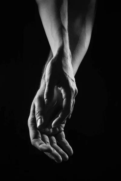 Laki-laki dan perempuan tangan hitam dan putih — Stok Foto