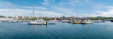 Panoramic view of Vilagarcia de Arousa harbor