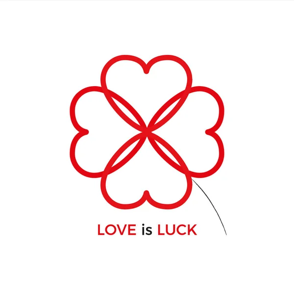 Four leaf clover composed of hearts isolated on white — 스톡 벡터
