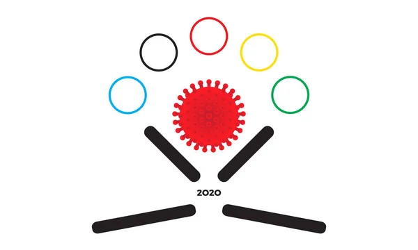 Virus Coronavirus Covid Logo Dei Giochi Olimpici Concetto Giochi Olimpici — Vettoriale Stock