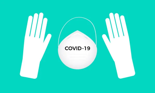 Coronavirus Atau Konsep Epidemi Covid Topeng Pengaman Dan Sarung Tangan - Stok Vektor