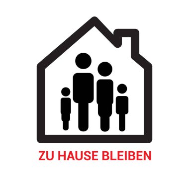 Alman mesajlı ev ikonu Evde kal. Coronavirus COVID-19 virüs konseptini durdur
