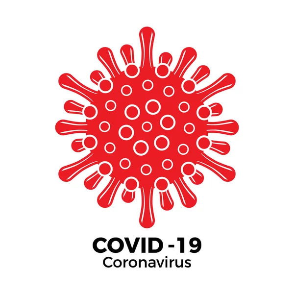 コロナウイルスCovid 19ウイルスアイコンとテキスト ベクターイラスト — ストックベクタ