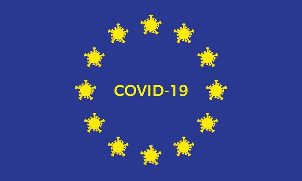 Coronavirus Covid Virus Alert Het Concept Van Europese Unie Vlag — Stockvector