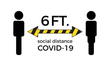 Coronavirus COVID-19 virüs sosyal mesafe konsepti. Güvenlik hastalığı tavsiyesi