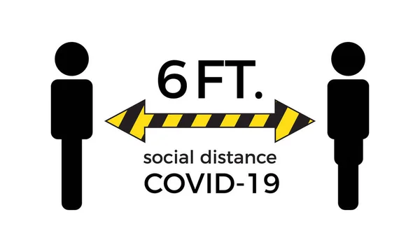 コロナウイルスCovid 19ウイルス社会的距離概念 安全衛生上の助言 — ストックベクタ