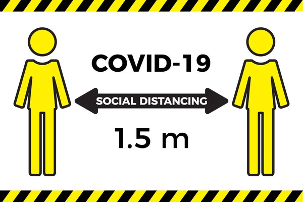 Konsep Jarak Sosial Coronavirus Covid Tinggal Meter Terpisah Ilustrasi Vektor - Stok Vektor