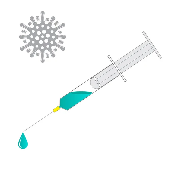 Coronavirus Covid Vacine Concept Covid Virus Syringe Icon Vector Illustration — Stock Vector