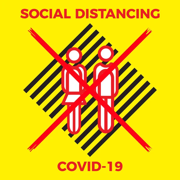 Conceptul Distanțare Socială Virusului Covid Ilustrație Vectorială Pictograme Plate — Vector de stoc
