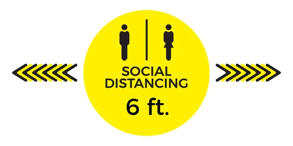 Coronavirus Covid Virus Social Distancing Concept Restez Six Pieds Distance — Image vectorielle