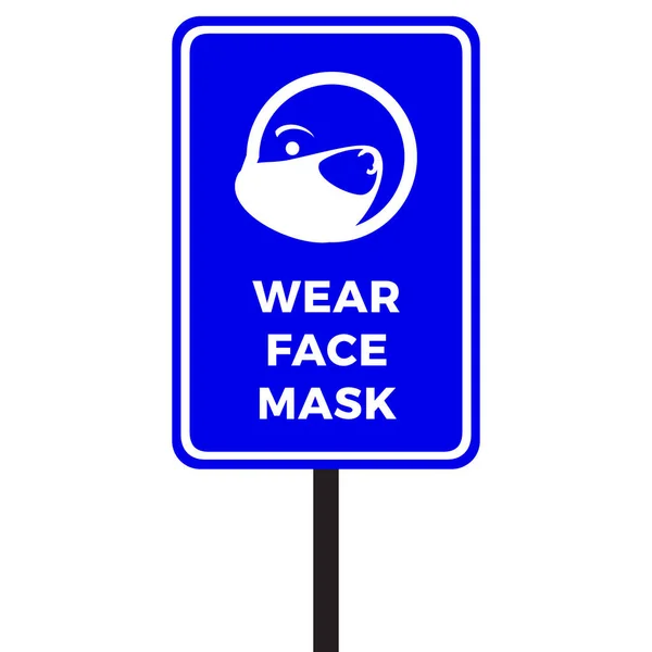 Nosić Znak Maski Twarzy Tekstem Koronawirus Covid Ochrona Przed Epidemią — Wektor stockowy