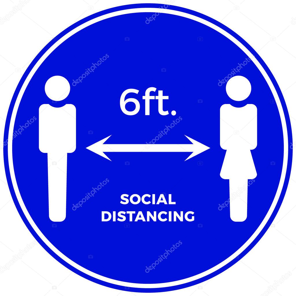 icon sign Coronavirus COVID-19 virus social distancing concept. Stay six feet apart. Flat icon vector illustration