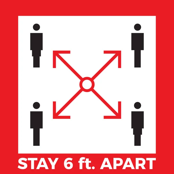 Coronavirus Covid Virus Concepto Distanciamiento Social Mantente Seis Pies Distancia — Archivo Imágenes Vectoriales
