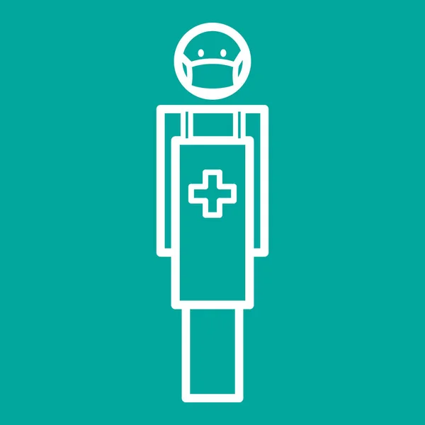 Doctor Nurse Wearing Medical Mask Icon Flat Vector Illustration — Stock Vector