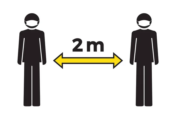 Conceito Distanciamento Social Fica Dois Metros Distância Ícone Humano Usar —  Vetores de Stock