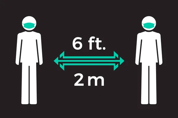 Conceito Distanciamento Social Ícone Plano Fica Dois Metros Distância Surto — Vetor de Stock