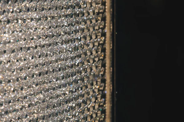 Beautiful shiny diamonds swarovski crystal background. Luxury, wealth. Cover pattern. Macro photo, close up of expensive stones. — Stock Photo, Image
