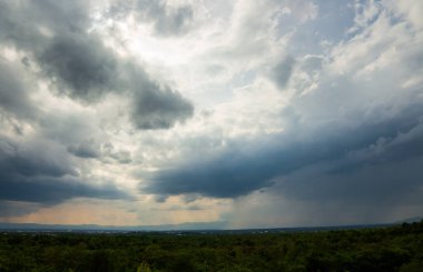 Gök gürültülü fırtına. Yağmur bulutları.