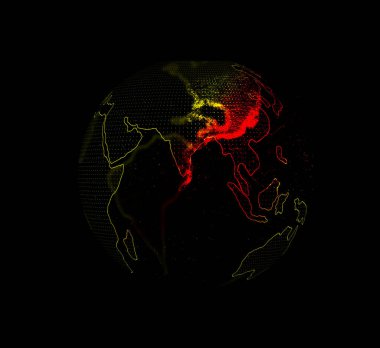 Soyut Çin haritasında Covid-19. Toprak hatlarıyla harita