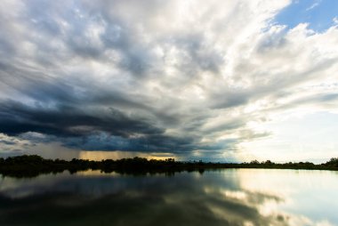 Gök gürültülü fırtına. Yağmur bulutları.