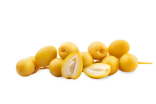 Желтые Плоды Пальмы Белом Фоне — стоковое фото