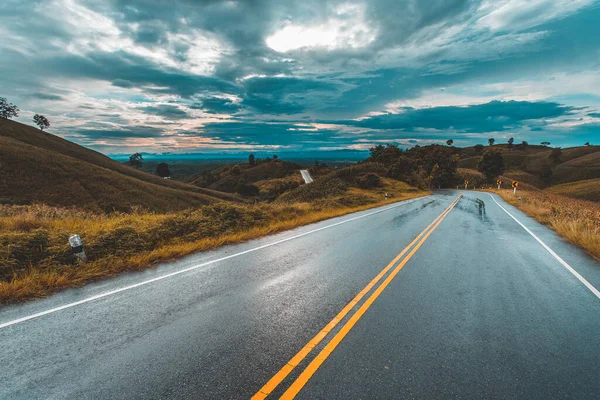 Bahar yolu ve yeşil yapraklar