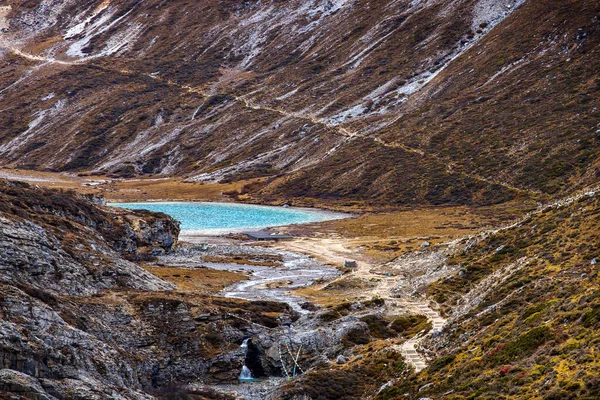 Farbenfroh Herbstlichen Wald Und Schneeberg Yading Naturreservat Dem Letzten Shangri — Stockfoto