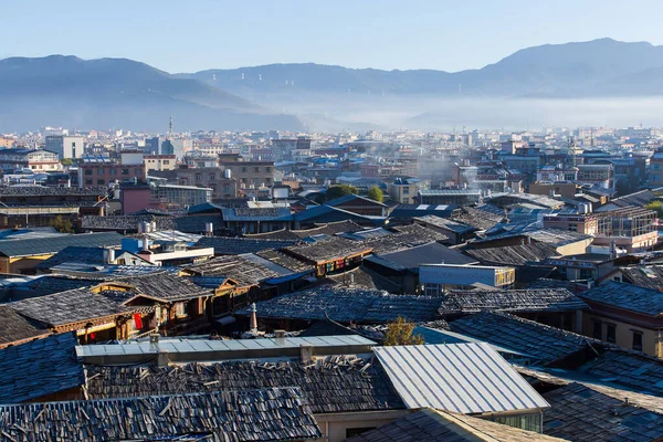 Shangrila 'nın çatı manzarası Eski kasaba Yunnan Çin