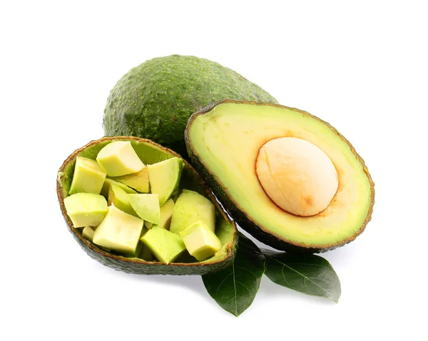 Verse Avocado Vruchten Geïsoleerd Witte Achtergrond — Stockfoto