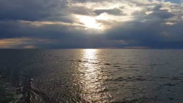 Sunset Blue Ocean Waves View Ocean Sunset Blue Ocean Sunset — Stockvideo