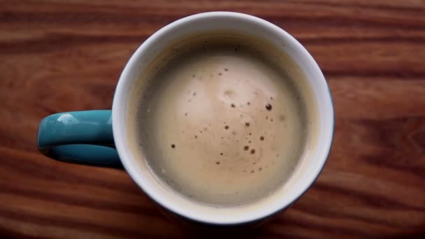 Une Tasse Café Aromatique Trouve Sur Une Table Bois Café — Video