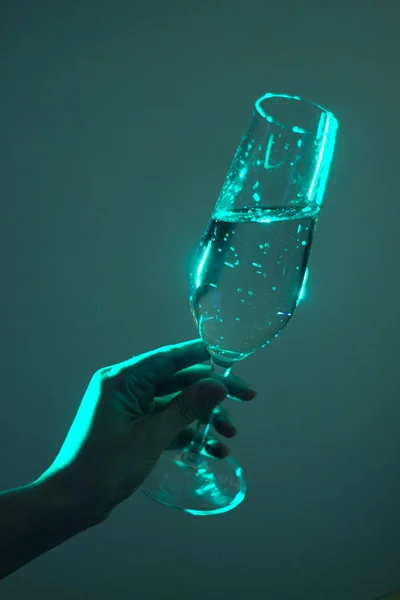 Copa de champán en disco party bar — Foto de Stock