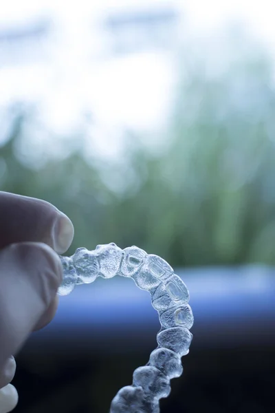 Colgadores Dientes Dentales Invisibles Soportes Utilizados Para Alinear Cada Diente — Foto de Stock