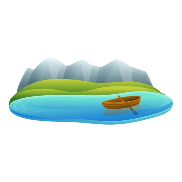 Lake wood boat icon, cartoon style