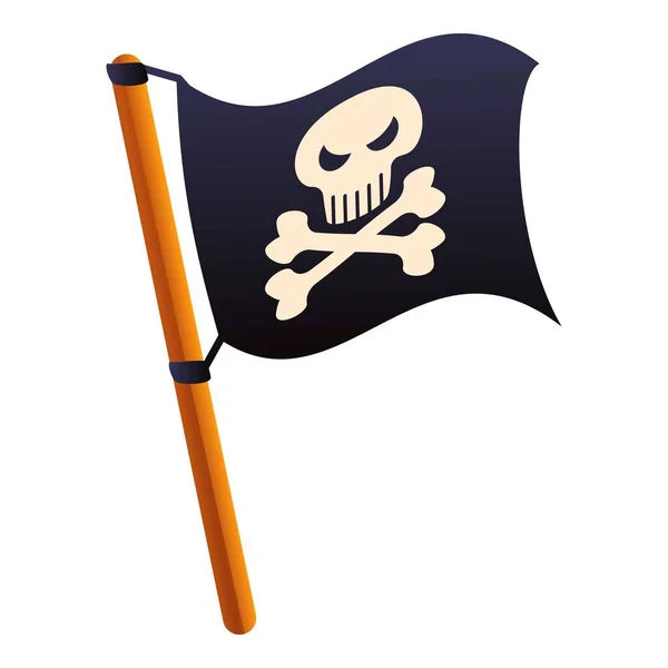 Pirate flag icon, cartoon style — Stock Vector