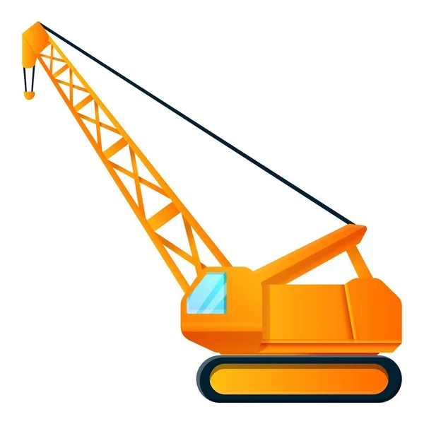 Moderna icona della gru escavatore, stile cartone animato — Vettoriale Stock