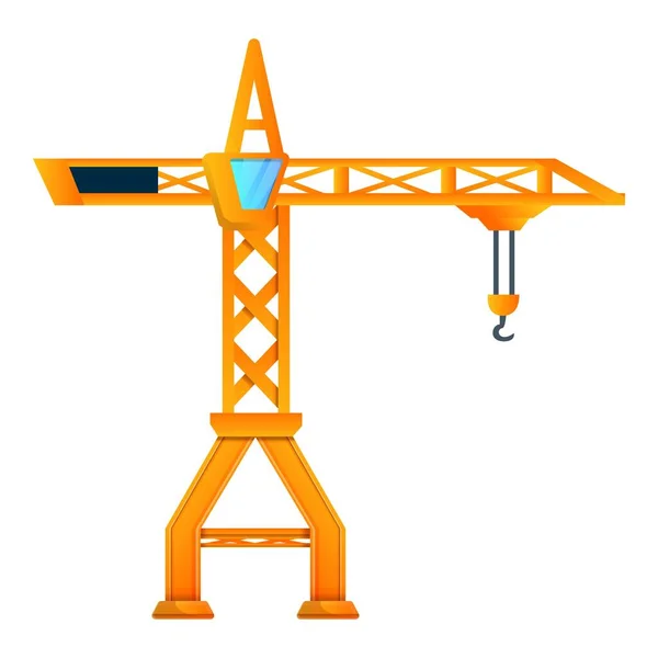 Żółta ikona żurawia budowlanego, kreskówka — Wektor stockowy