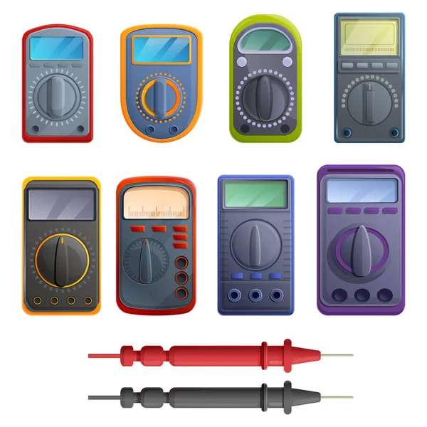 Multimeter icons set, στυλ κινουμένων σχεδίων — Διανυσματικό Αρχείο