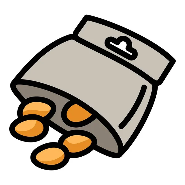 Peanut package icon, outline style — Stock Vector