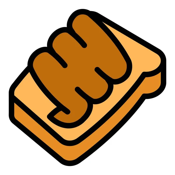 Manteiga de amendoim no ícone do pão, estilo esboço — Vetor de Stock
