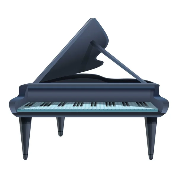 Negro icono de piano de cola, estilo de dibujos animados — Vector de stock