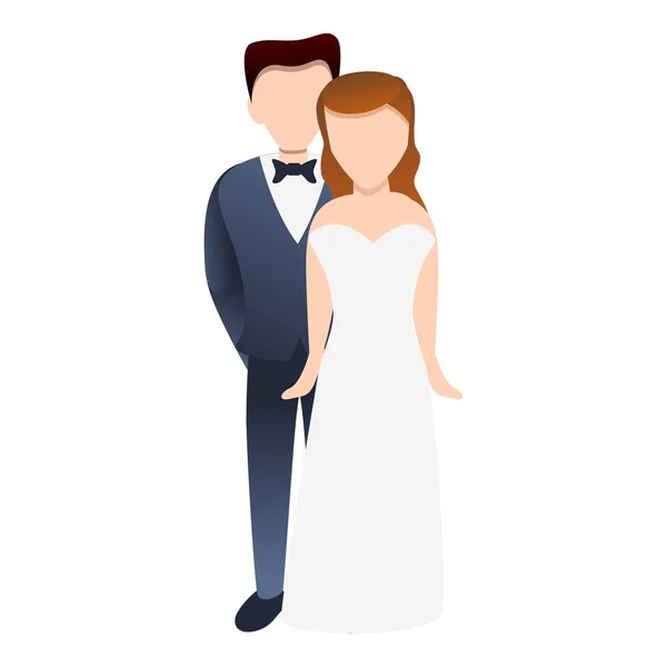 Icono de pareja de novias, estilo de dibujos animados — Archivo Imágenes Vectoriales