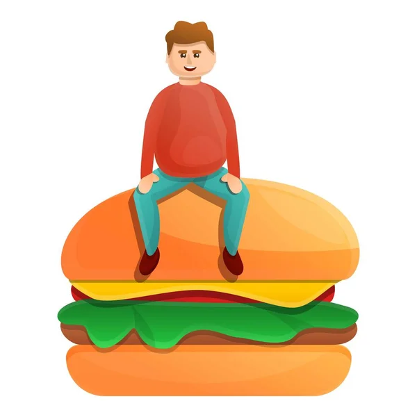 Icono de adicción a la comida rápida, estilo de dibujos animados — Vector de stock